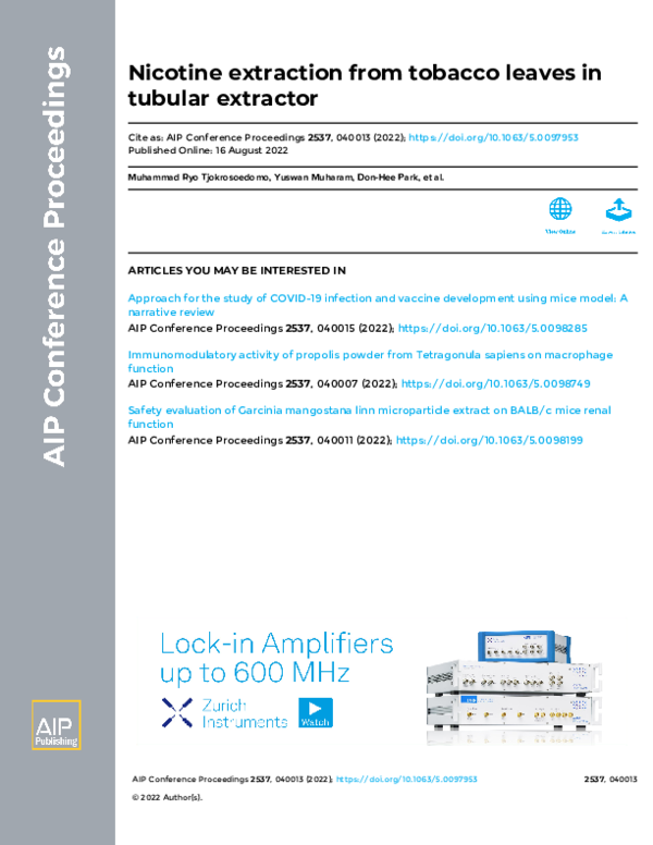 how to extract nicotine from tobacco leaves Separation of active compounds waste using subcritical water extraction Tobacco plant extracts including acidic