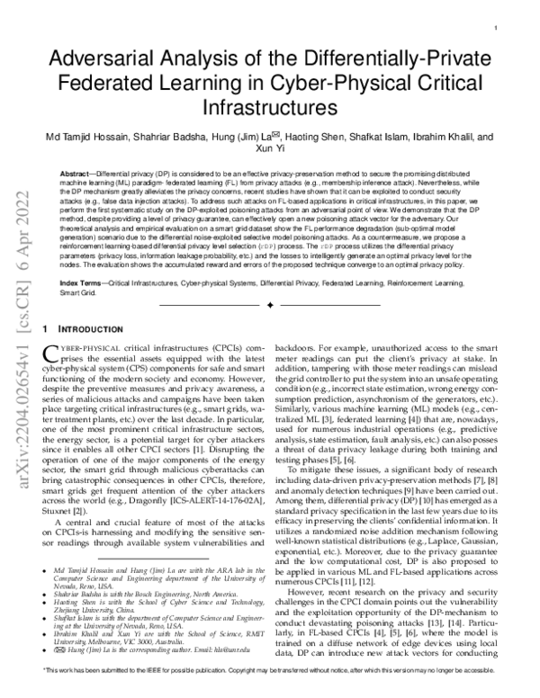 (PDF) Adversarial Analysis of the Differentially-Private Federated ...