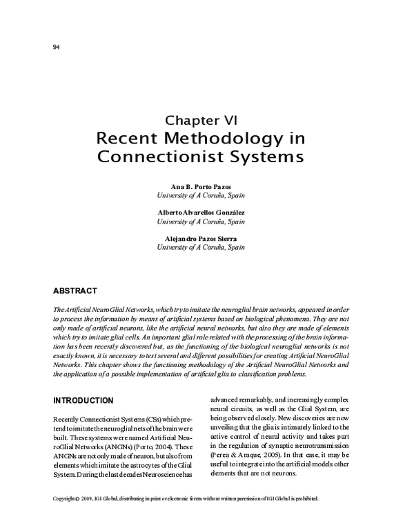(PDF) Recent Methodology in Connectionist Systems