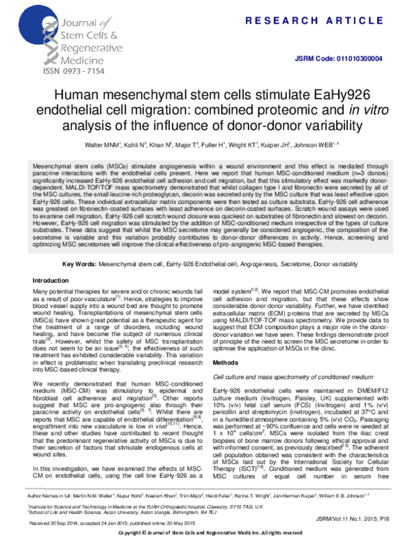 (PDF) Human mesenchymal stem cells stimulate EaHy926 endothelial cell ...