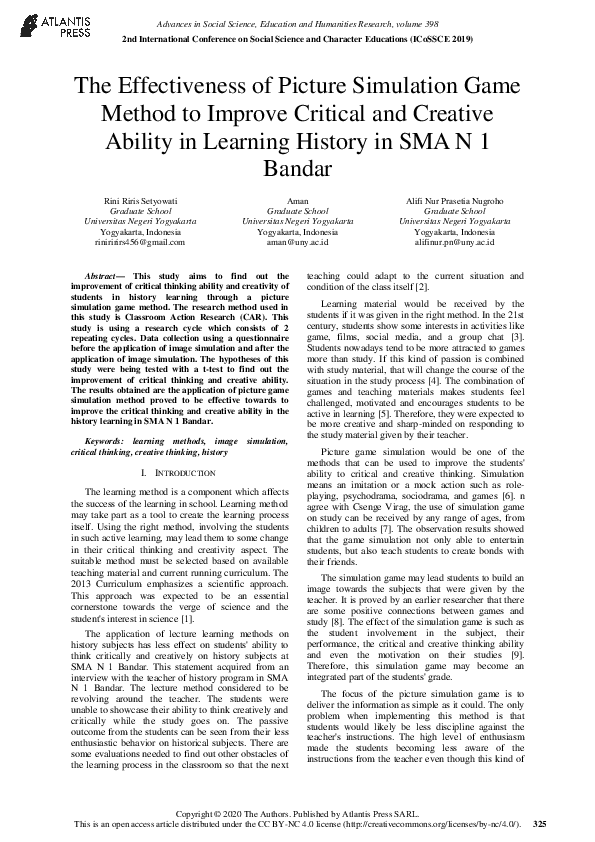 (PDF) The Effectiveness of Picture Simulation Game Method to Improve ...