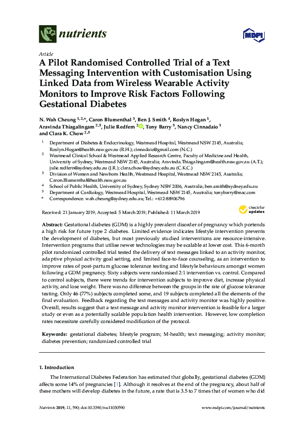 (PDF) A Pilot Randomised Controlled Trial of a Text Messaging ...