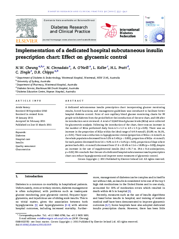 (PDF) Implementation of a dedicated hospital subcutaneous insulin ...