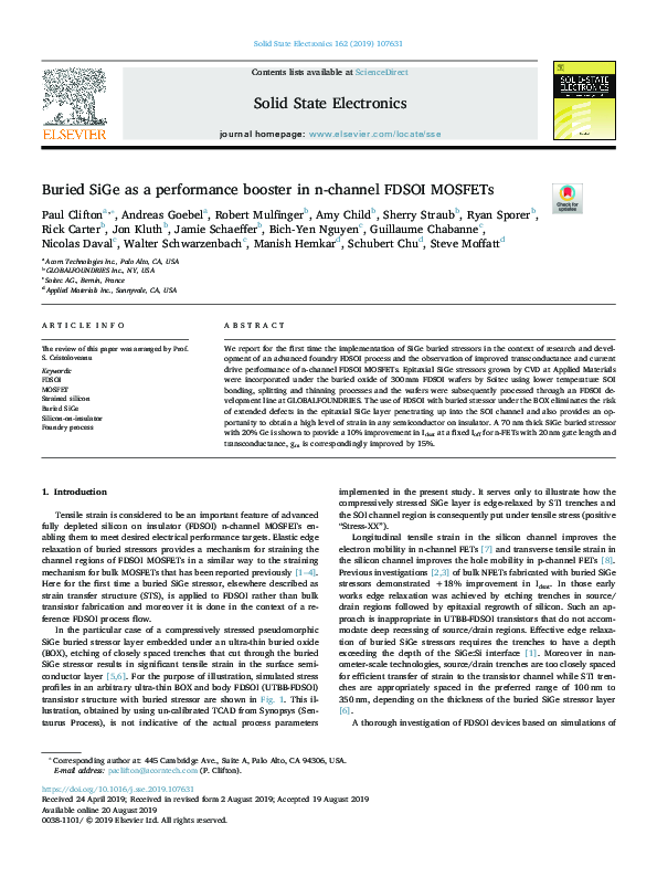 (PDF) Buried SiGe as a Performance Booster in n-channel FDSOI MOSFETs