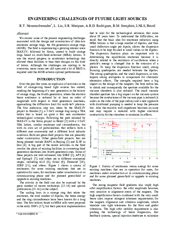 (PDF) Engineering Challenges of Future Light Sources