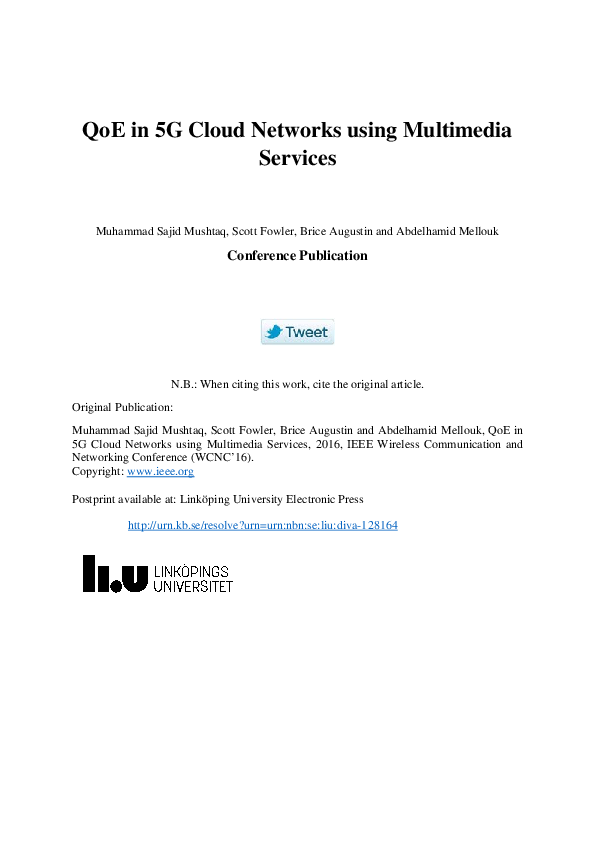 (PDF) QoE in 5G cloud networks using multimedia services