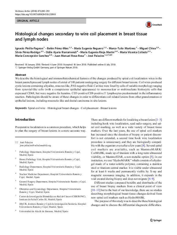 (PDF) Histological changes secondary to wire coil placement in breast ...