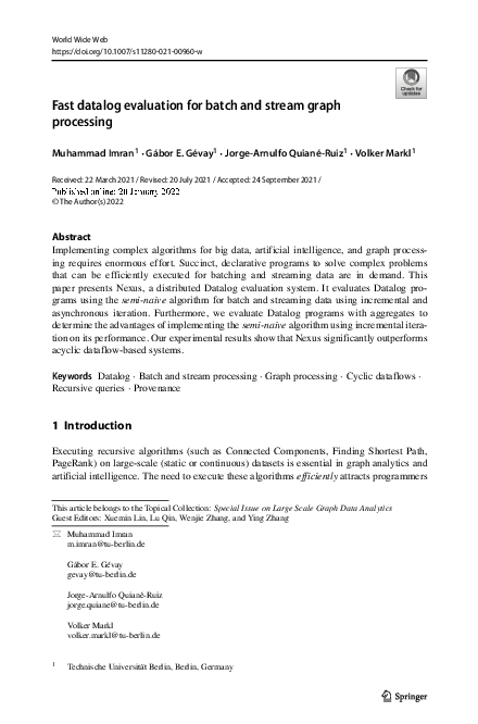 Pdf Fast Datalog Evaluation For Batch And Stream Graph Processing Pdf Fast Datalog Evaluation For Batch And Stream Graph Processing