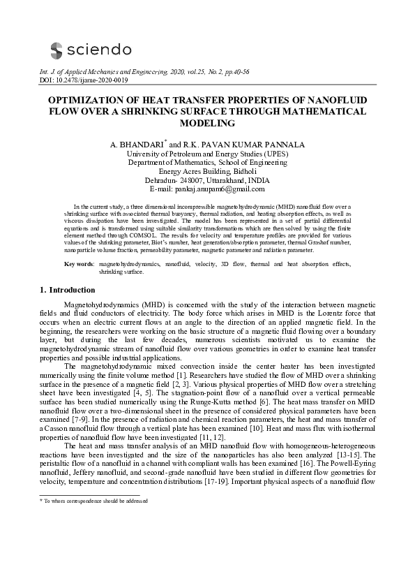 (PDF) Optimization of Heat Transfer Properties of Nanofluid Flow Over a ...