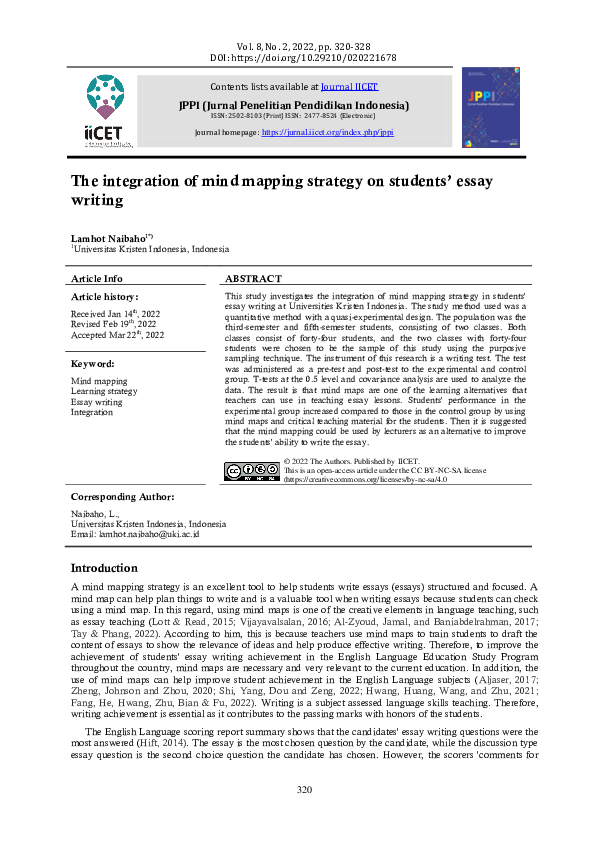 (PDF) The integration of mind mapping strategy on students’ essay ...