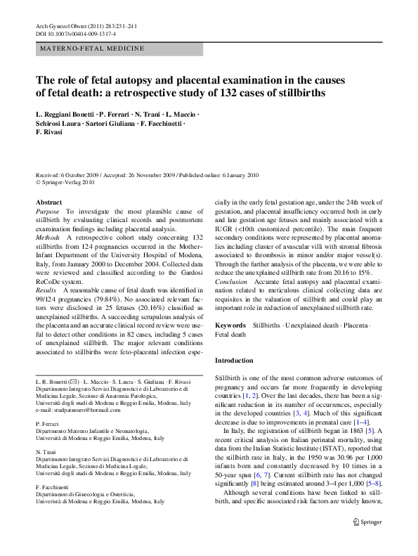 (PDF) The role of fetal autopsy and placental examination in the causes ...