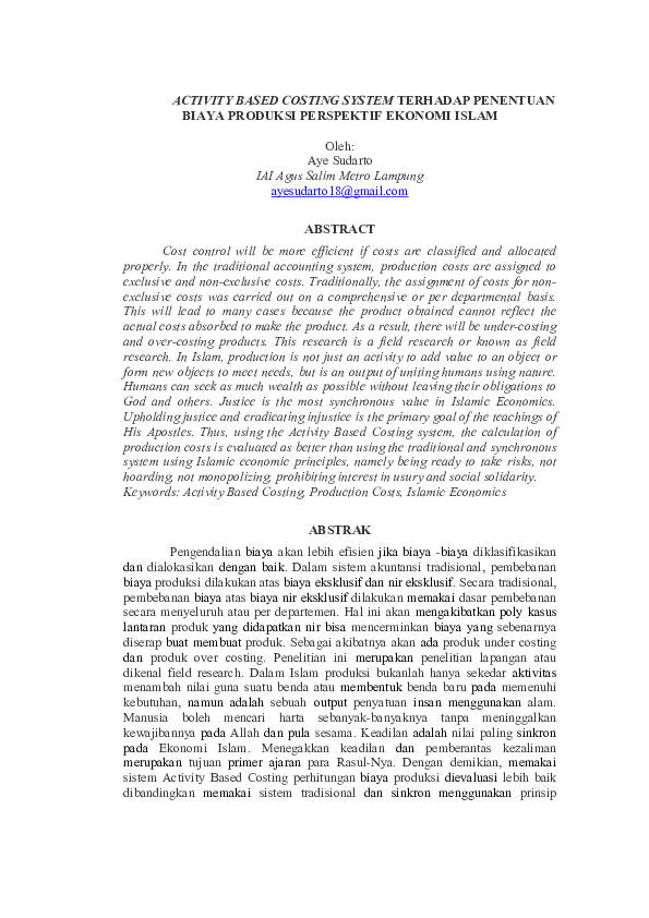  pdf activity based costing system terhadap penentuan biaya produksi