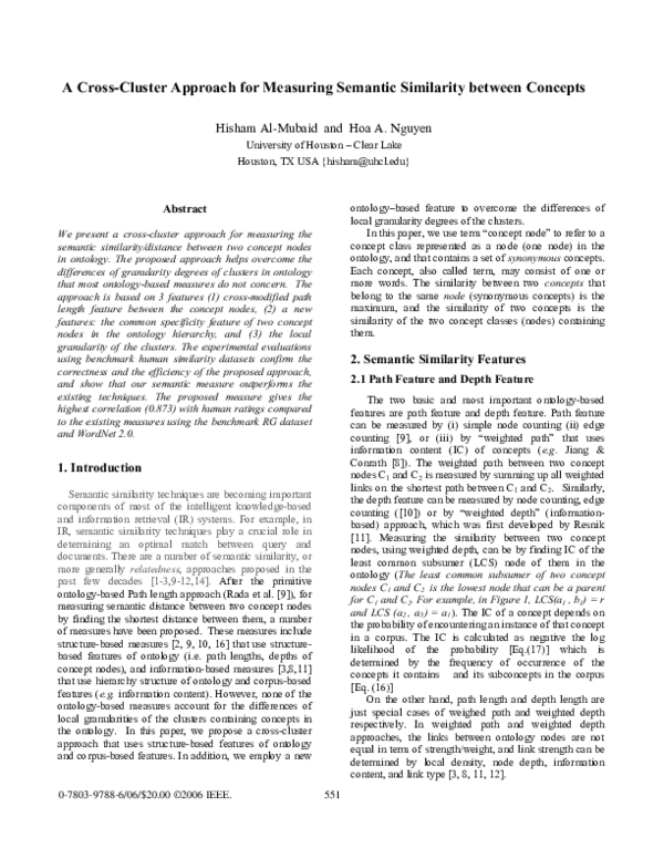 (PDF) A Cross-Cluster Approach for Measuring Semantic Similarity ...