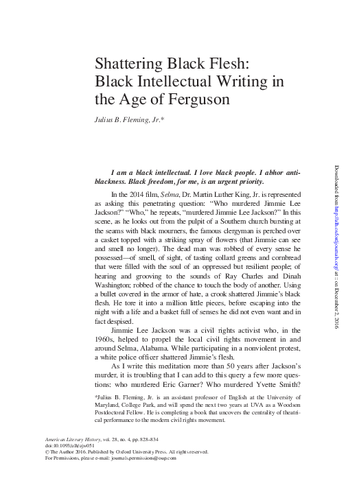 (PDF) Shattering Black Flesh: Black Intellectual Writing in the Age of ...