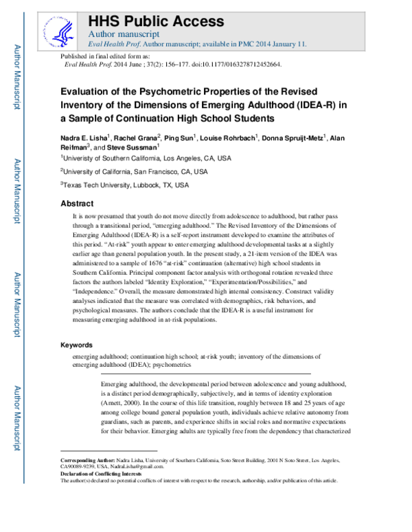 (PDF) Evaluation of the Psychometric Properties of the Revised ...