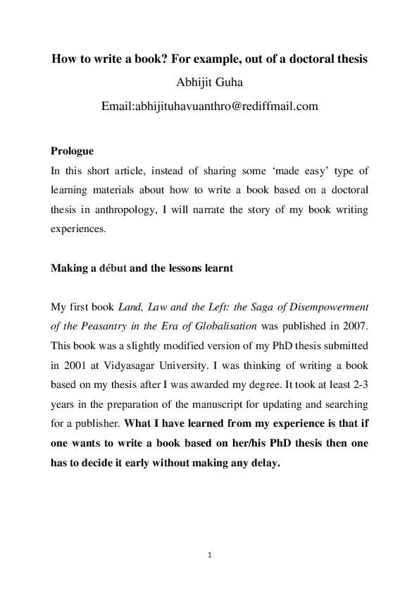 (PDF) How to write a book? For example, out of a doctoral thesis ...