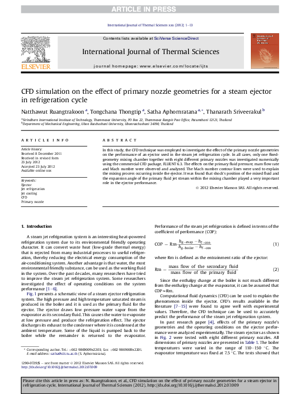 (PDF) CFD simulation on the effect of primary nozzle geometries for a ...