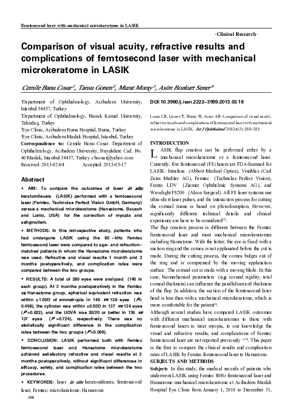 (PDF) Comparison of visual acuity, refractive results and complications ...