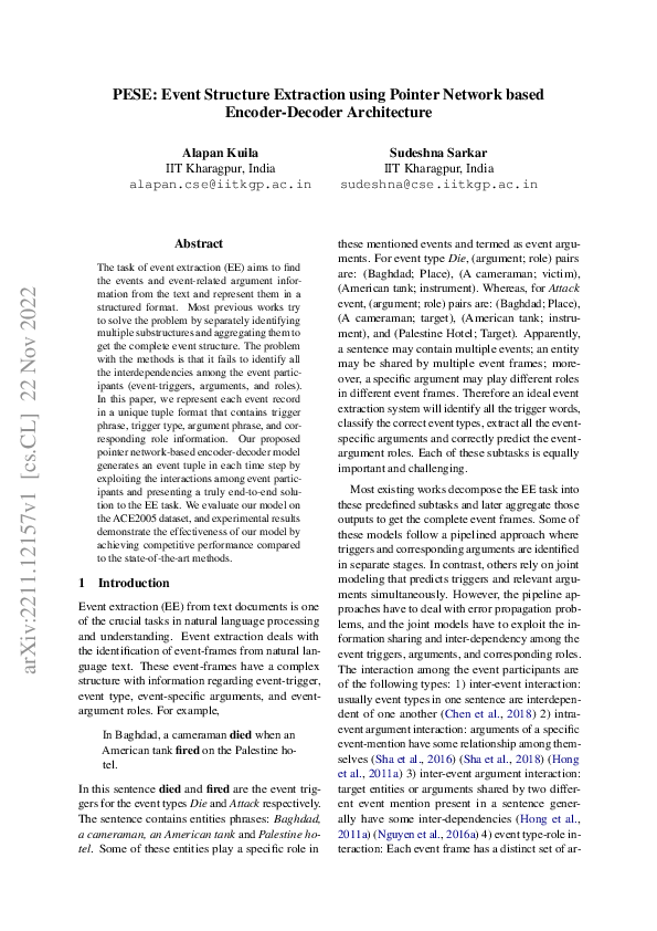(PDF) PESE: Event Structure Extraction using Pointer Network based ...