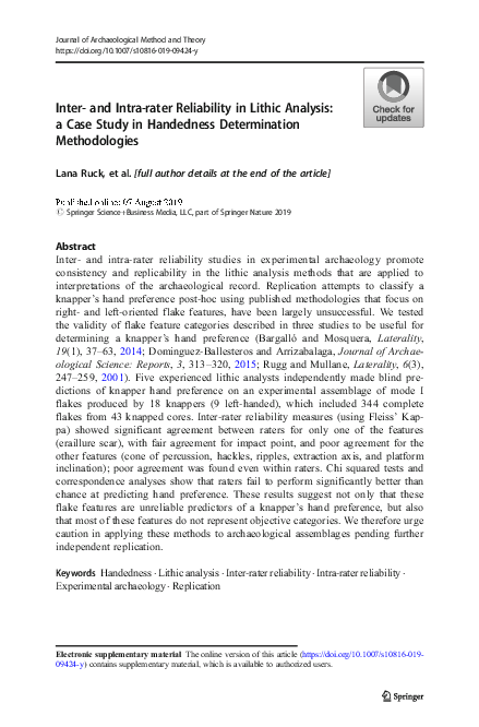 (PDF) Inter- and Intra-rater Reliability in Lithic Analysis: a Case ...