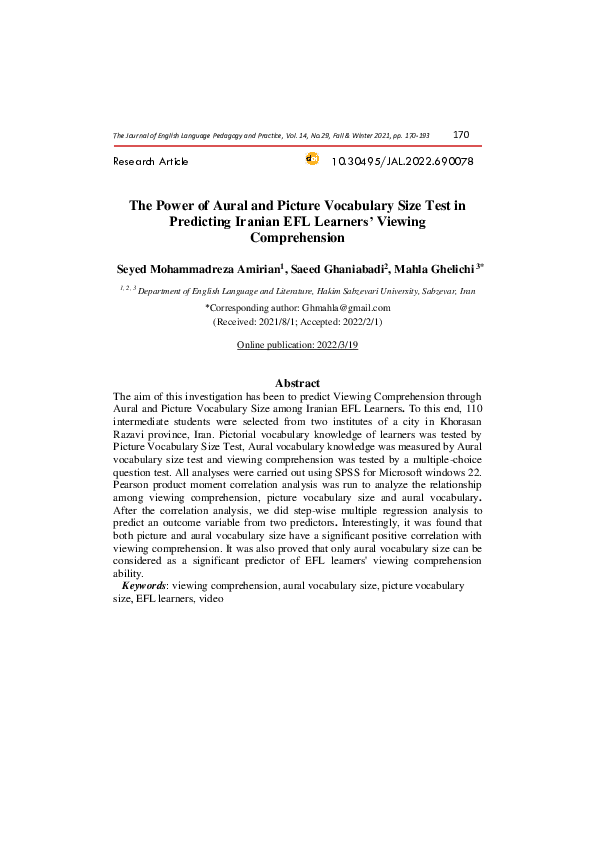 (PDF) The Power of Aural and Picture Vocabulary Size Test in Predicting ...