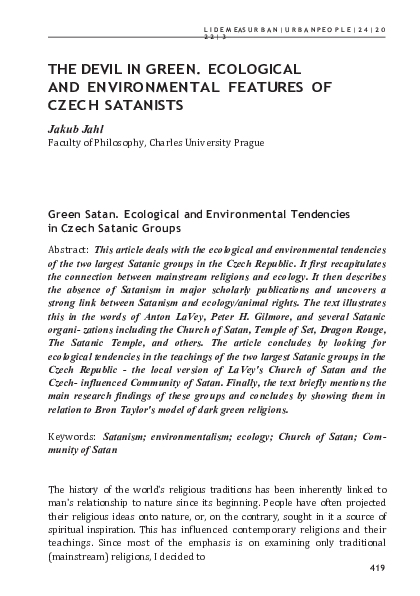 (PDF) THE DEVIL IN GREEN: Ecological and environmental tendencies in ...