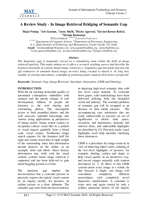 (PDF) A Review Study - In Image Retrieval Bridging Of Semantic Gap