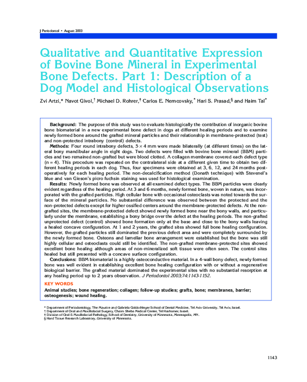 (PDF) Qualitative and Quantitative Expression of Bovine Bone Mineral in ...