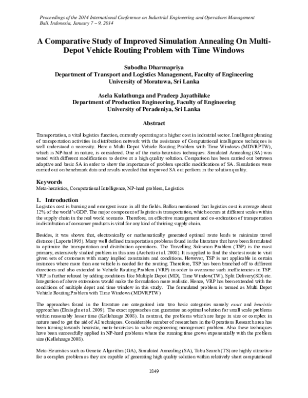(PDF) A Comparative Study of Improved Simulation Annealing On Multi ...