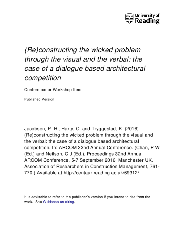 (PDF) (Re)Constructing the Wicked Problem Through the Visual and the ...