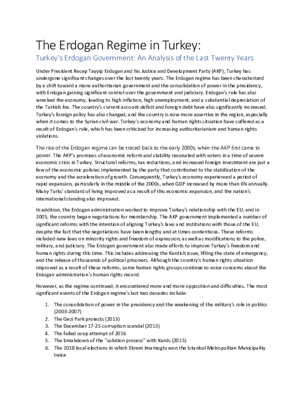 (PDF) The Erdogan Regime in Turkey: Turkey's Erdogan Government: An ...