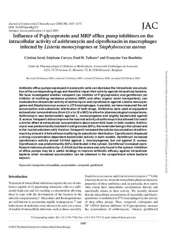 (PDF) Influence of P-glycoprotein and MRP efflux pump inhibitors on the ...