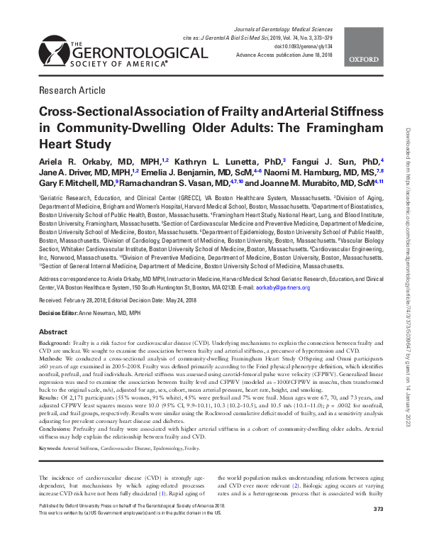 (PDF) Cross-Sectional Association of Frailty and Arterial Stiffness In ...