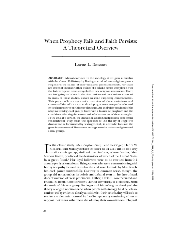 When Prophecy Fails and Faith Persists: A Theoretical Overview