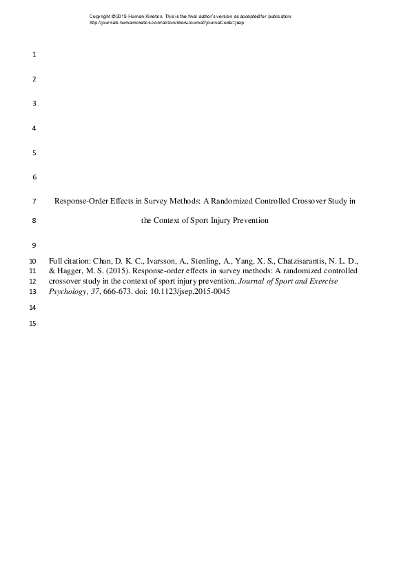 (PDF) Response-Order Effects in Survey Methods: A Randomized Controlled ...