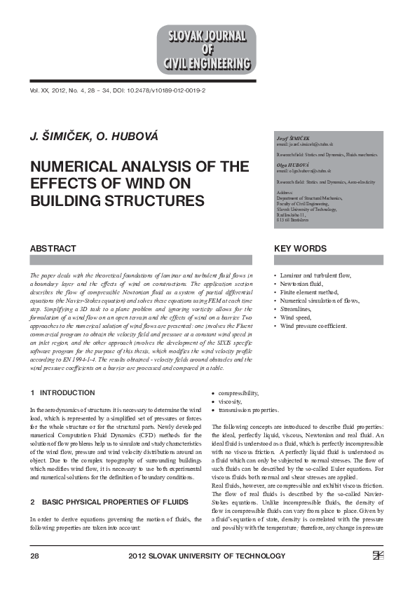(PDF) Numerical Analysis of the Effects of Wind on Building Structures