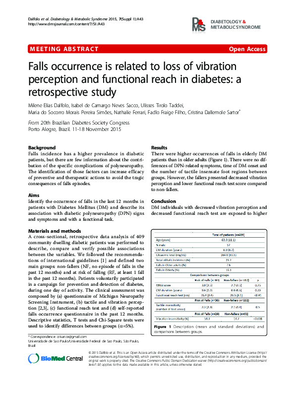 (PDF) Falls occurrence is related to loss of vibration perception and ...