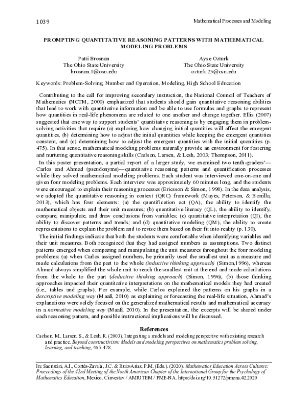 (PDF) Prompting quantitative reasoning patterns with mathematical ...