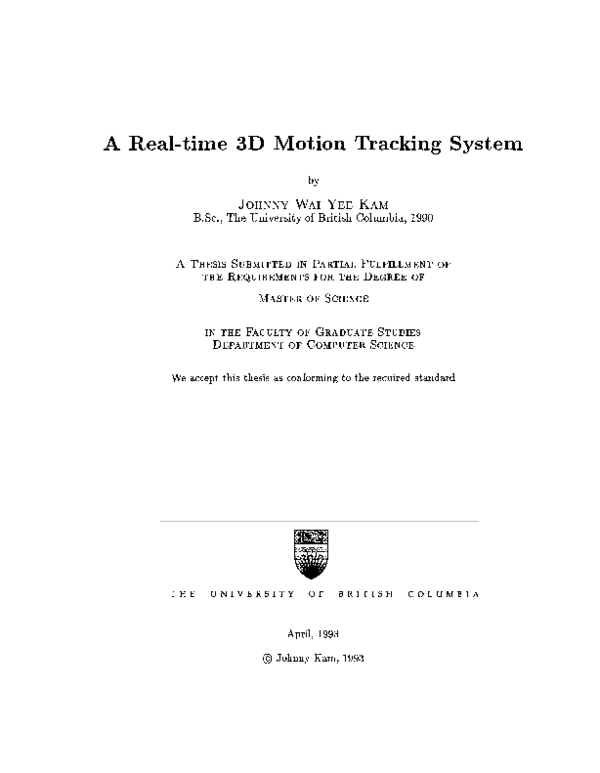 (PDF) A Real-Time 3D Motion Tracking System