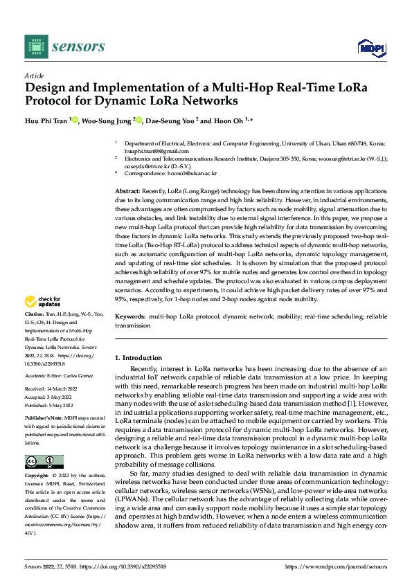 (PDF) Design and Implementation of a Multi-Hop Real-Time LoRa Protocol ...