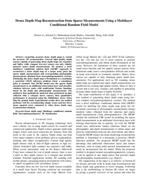(PDF) Dense Depth Map Reconstruction from Sparse Measurements Using a ...