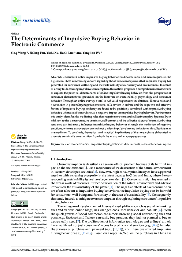 (PDF) The Determinants of Impulsive Buying Behavior in Electronic Commerce