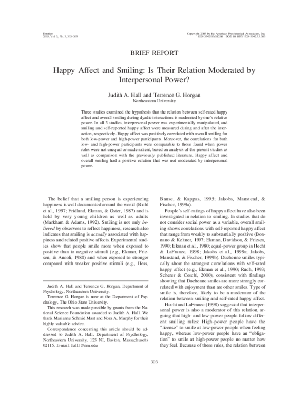 (PDF) Happy affect and smiling: Is their relation moderated by ...