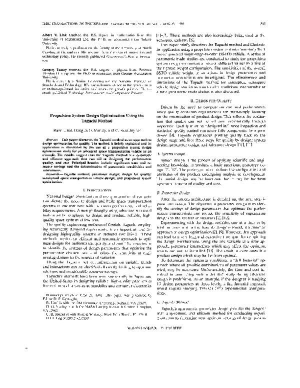 (PDF) Propulsion system design optimization using the Taguchi method