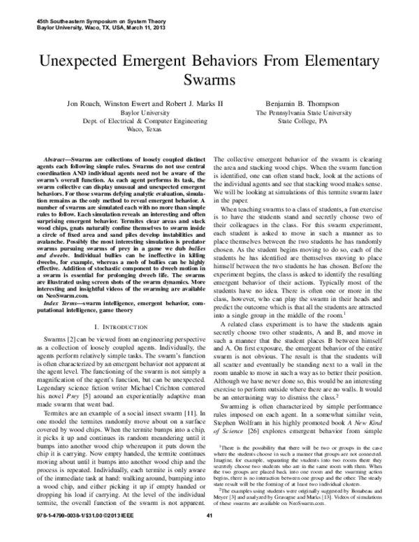 (PDF) Unexpected emergent behaviors from elementary swarms