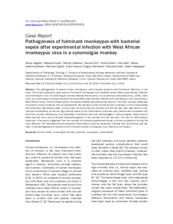 (PDF) Pathogenesis of fulminant monkeypox with bacterial sepsis after ...