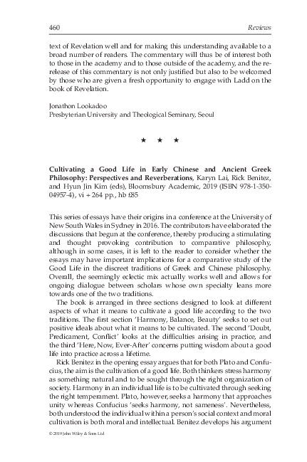 (PDF) Cultivating a Good Life in Early Chinese and Ancient Greek ...