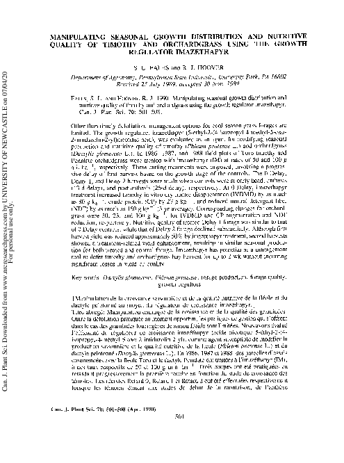 (PDF) Manipulating Seasonal Growth Distribution and Nutritive Quality ...