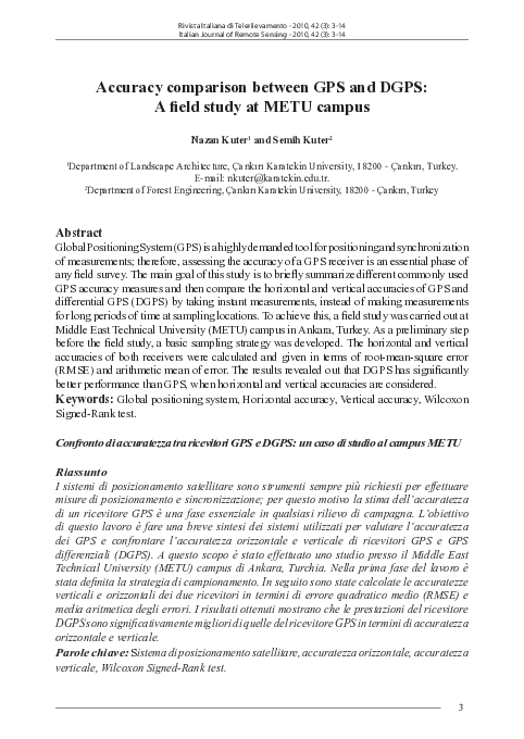 (PDF) Accuracy comparison between GPS and DGPS: A field study at METU ...