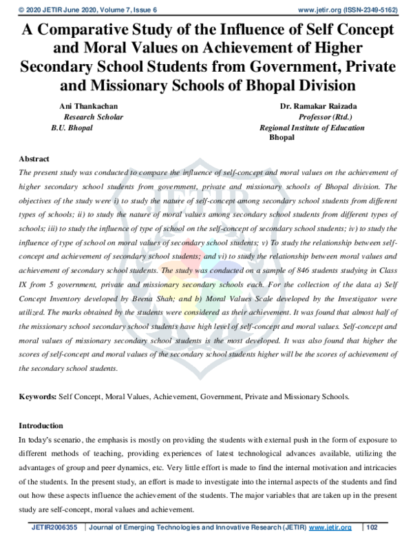 (PDF) A Comparative Study of the Influence of Self Concept and Moral ...